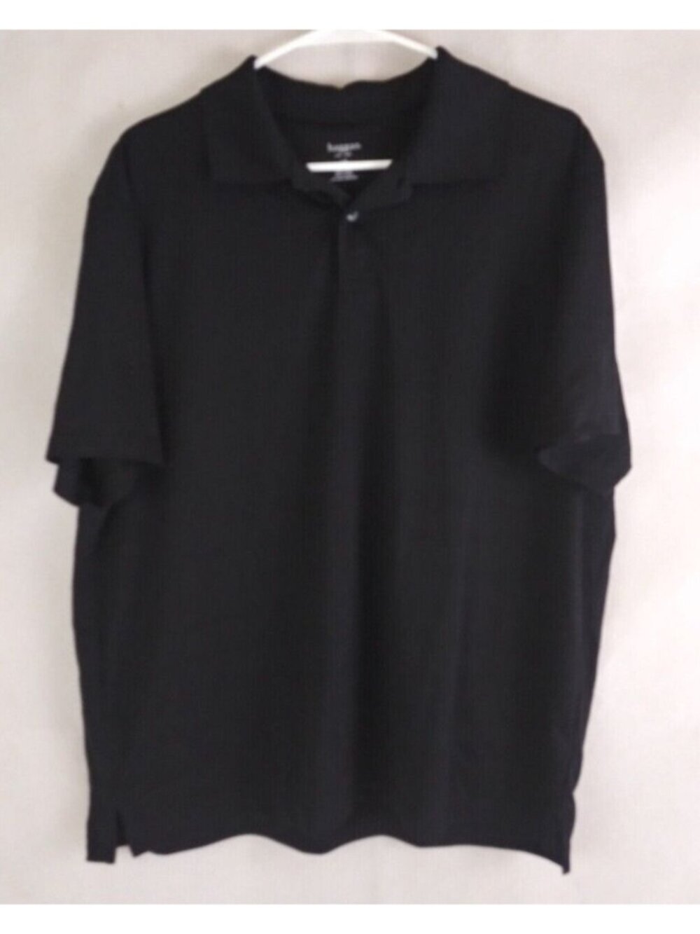 Haggar Men's Solid Black 100% Polyester Polo Shirt Size Large